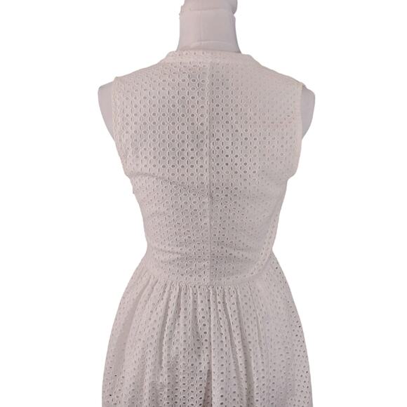 BANANA REPUBLIC! WHITEST WHITE COTTON EYELET, SLEEVELESS A-LINE DRESS! SZ 6 - Picture 6 of 10